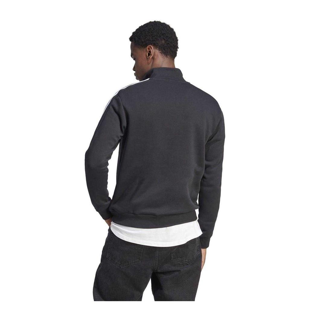 adidas Mens 3 Stripes Quarter Zip Long-Sleeved Sweatshirt