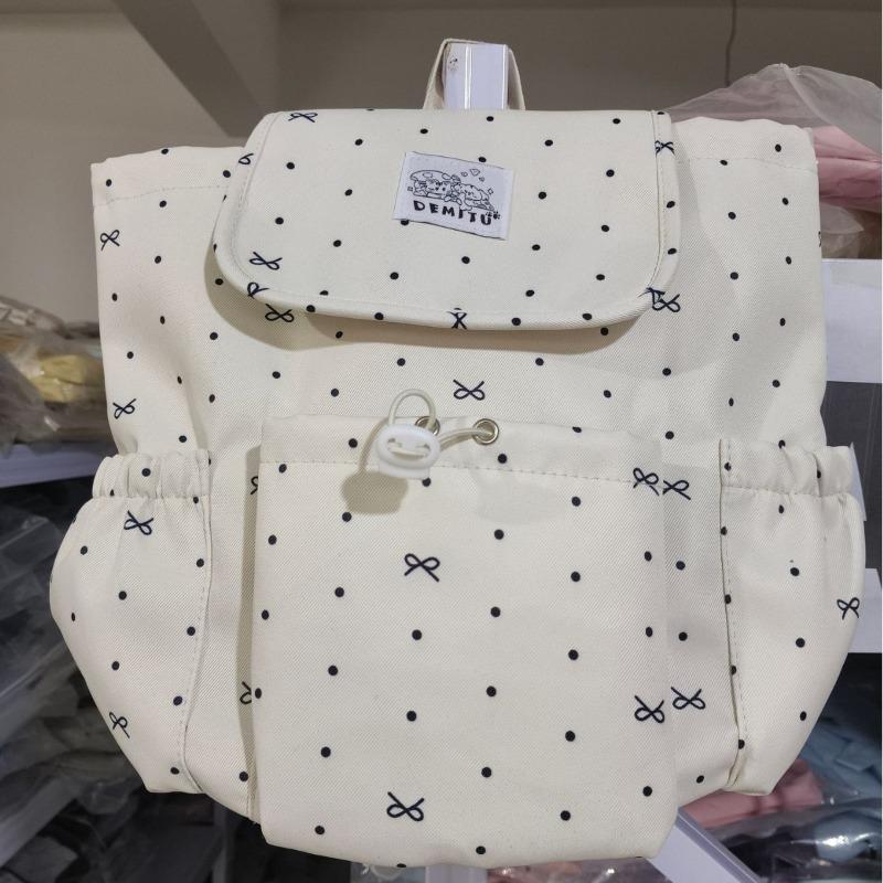 Bow polka dot strap backpack female college style college student commuting schoolbag niche leisure travel small backpack
