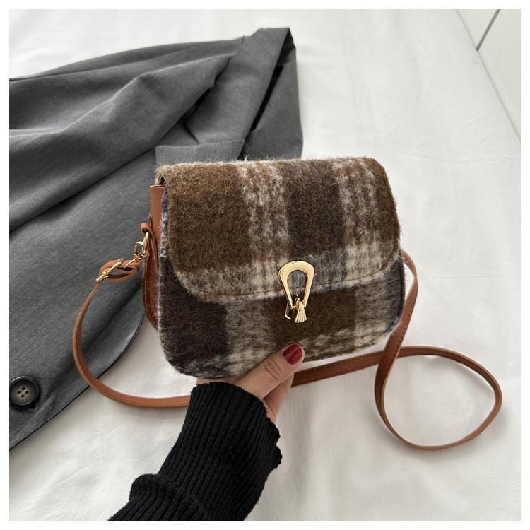 Stylish Plaid Retro Mini Crossbody Shoulder Bag Soft Pu Leather For Urban Fashion
