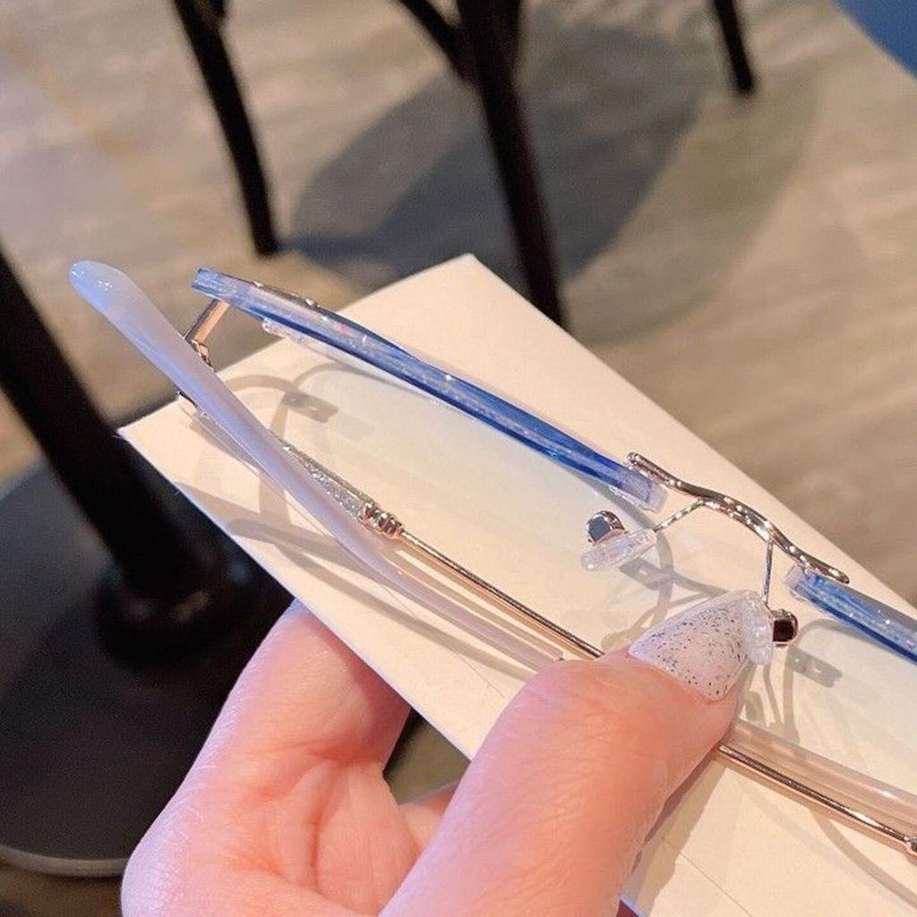 Xiaohongshu rimless glasses female myopia can be equipped with degree frameless glasses big face face small anti-blue light glasses