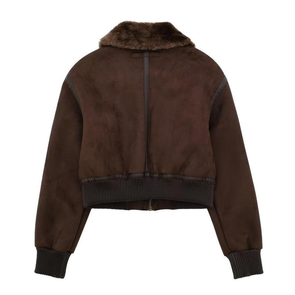 2026 Autumn and Winter New Women's Casual Standing Neck Contrast Strap Decoration Loose Double Sided Jacket Coat