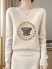 Fresh Korean Style Women's Andy Fleece Printed Sweater - Round Neck, Long Sleeve, Autumn Knit Base Layer