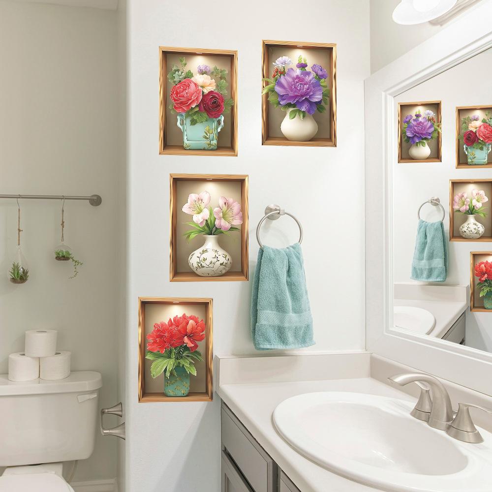 Realistic and Bright Flower Vases, Decorative Wall Stickers for The Background of The Living Room and Dining Room