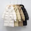 Winter Medium and Long Loose White Duck Down Fashion Jacket Waist Warm Hooded Down Jacket Women