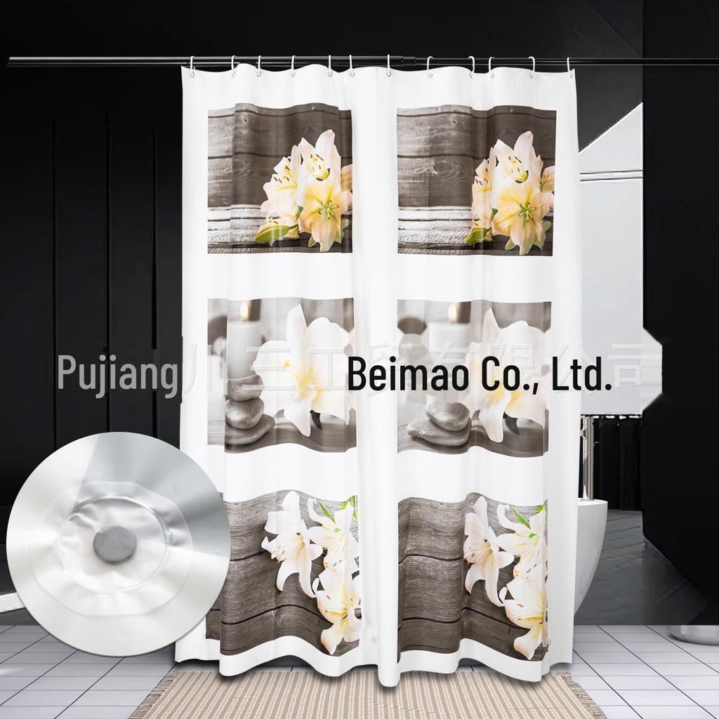 Waterproof Marble Print PEVA Shower Curtain - Moisture-Proof, Thickened Bathroom Partition
