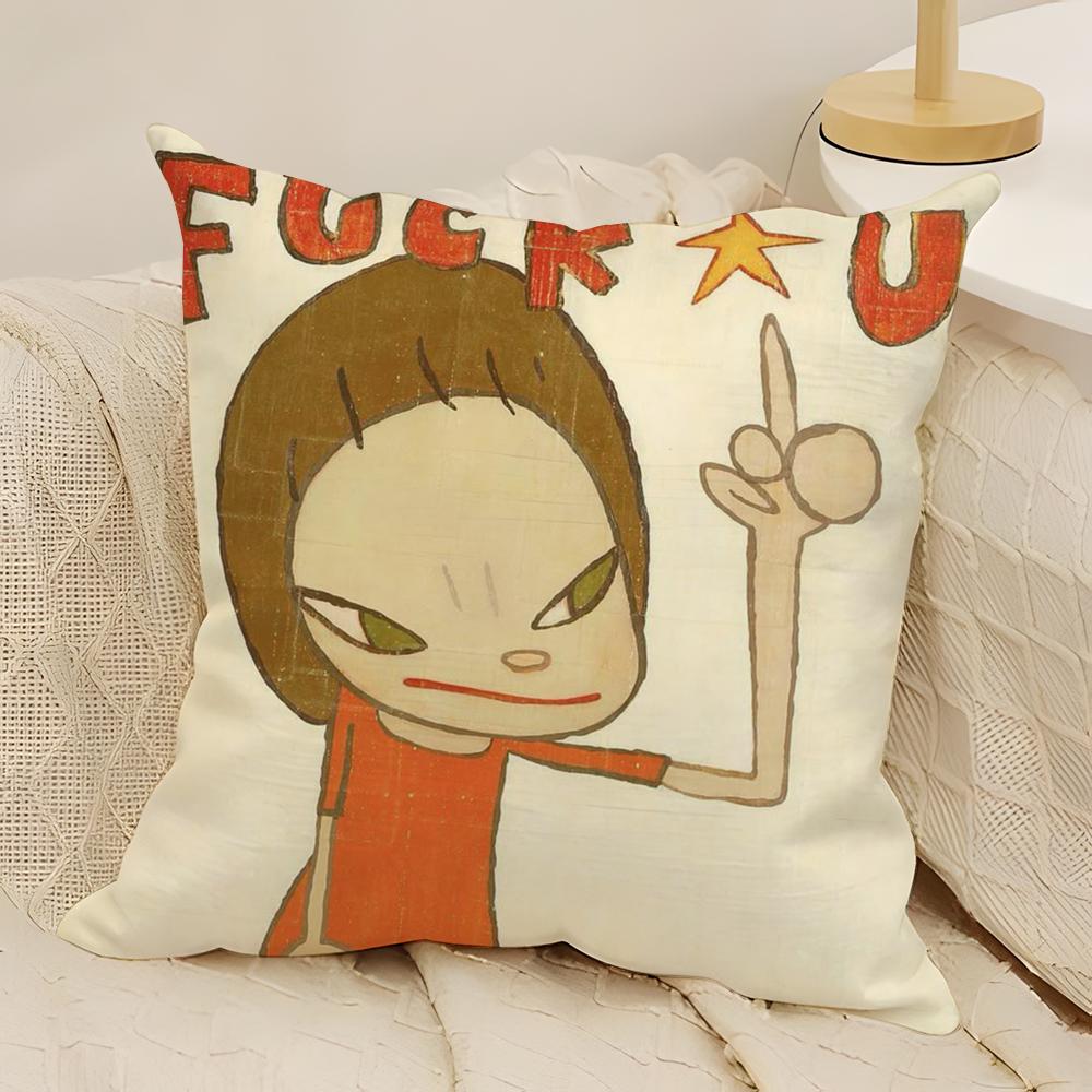 Art Master YYoshitomo NNara Pillow Case Natural Linen DoubleSided Printing Sofa Home Decor Cushion Cover