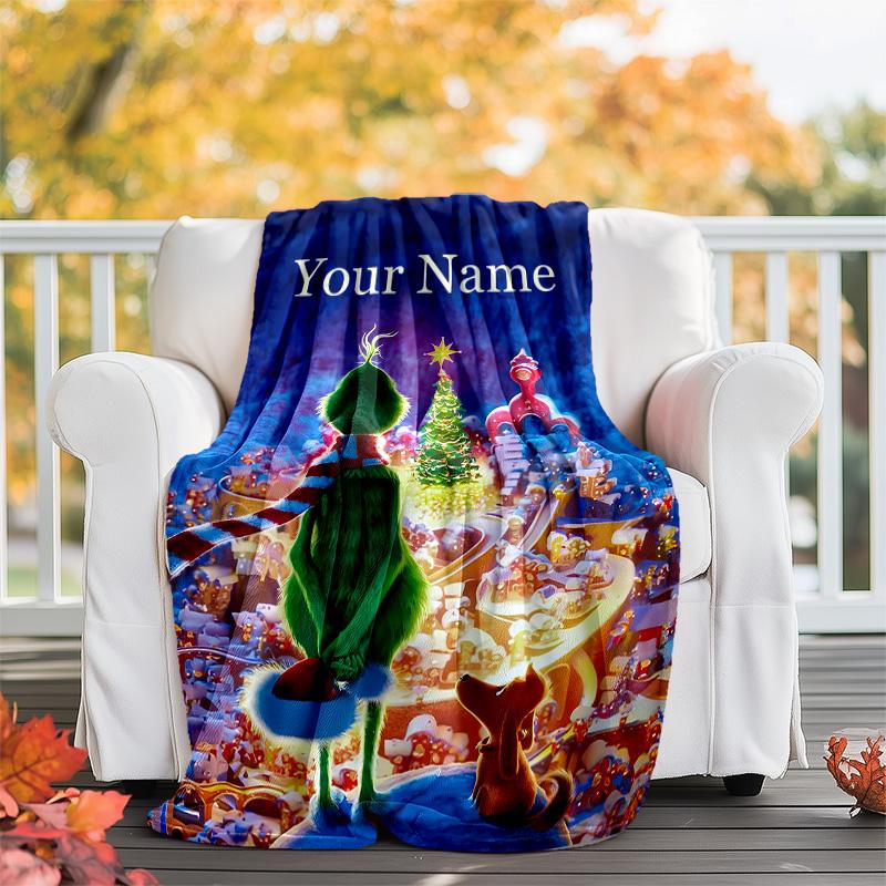 Customizable Crunch Christmas Throw Blanket – Personalized Name, All-Season Cozy Snug Blanket, Machine Washable, Personalized Blanket