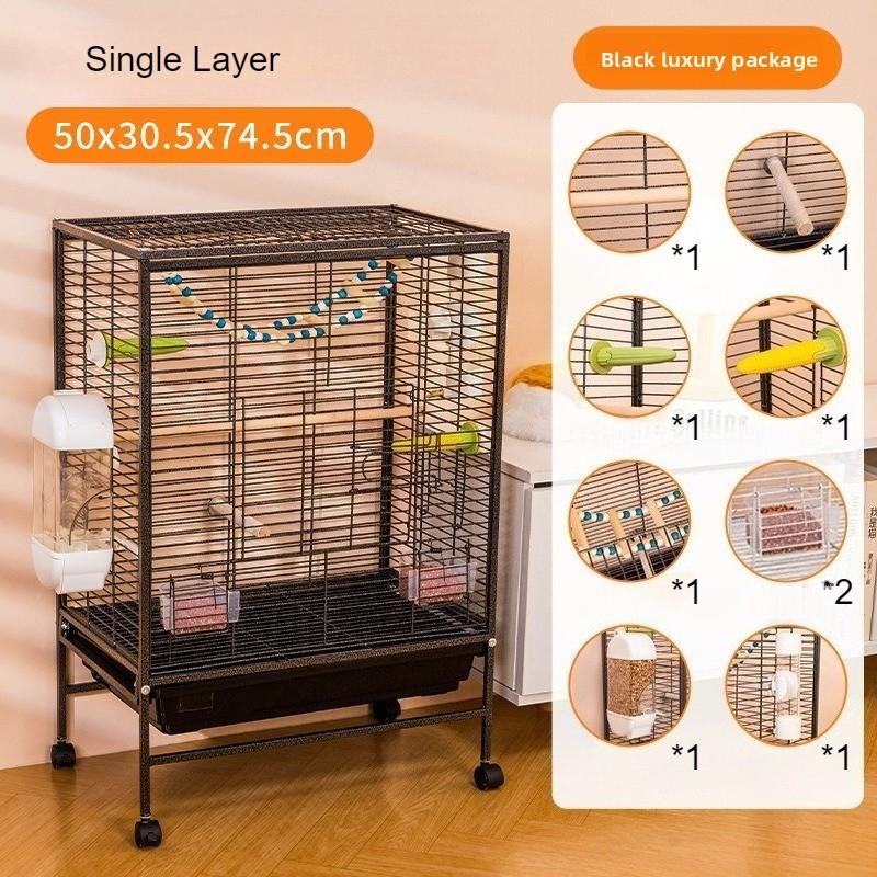 Luxury Bird Cage Large Parrot Birds Cages Accessories Drawer Wheels Birds Houses Lock Parrots Pigeon Feeder Birdcage Supplies