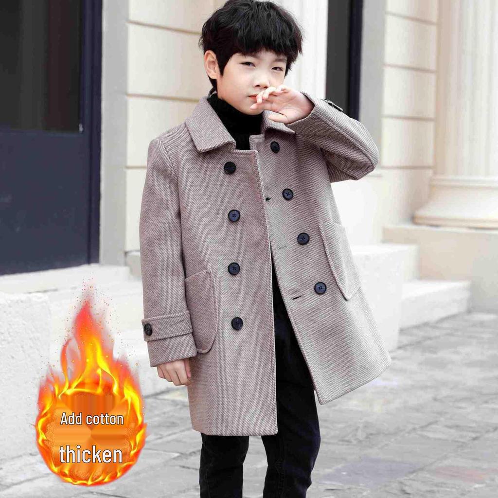 Вовняний бавовняний утеплений підлітковий пальто - Колекція Весна/Осінь 2025 для дітей середнього/великого віку