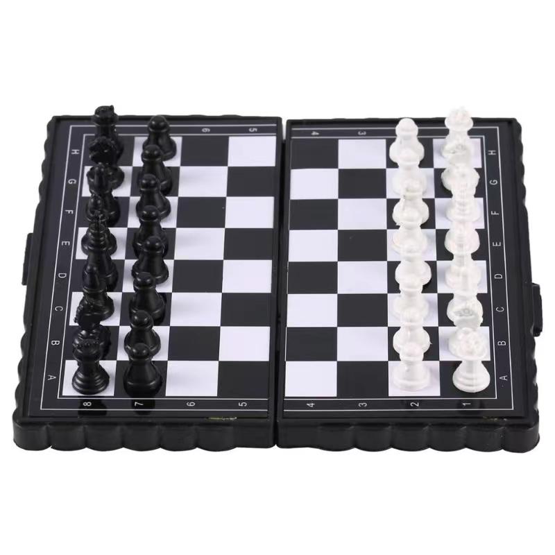 

Mini Magnetic Chess Set Portable Travel Strategy Game Plastic Foldable Chessboard for Kids Educational Toy Compact Lightweight