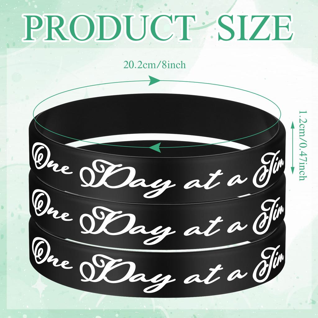 60 Pcs One Day At A Time Silicone Motivational Wristbands Black Inspirational Rubber Bracelets Sobriety Gifts For Addiction Reco