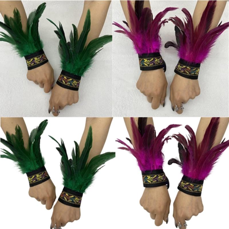 Ethnic Wrist Cuffs Vintage Women Men Cosplay Costume Accessory Feather Wristband Feather Wristband Vintage Bracelet