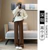 Black narrow wide-leg pants women's spring, autumn and winter velvet high-waisted drape straight casual small corduroy pants
