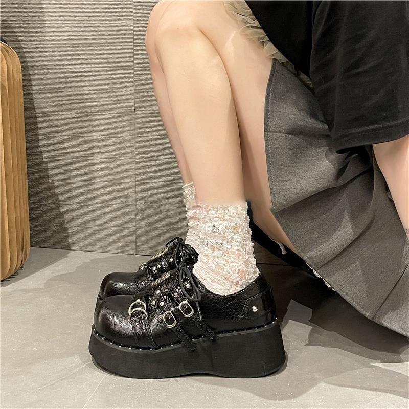Platform-soled loafers, muffin-soled single shoes 2025 spring and summer new retro British style niche design small leather shoes women