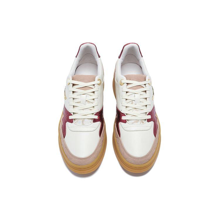 Li-Ning 1990 Non-Slip Wear-Resistant Low-Top Skate Shoes Women Sneakers White Brown ALHT028-1