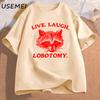 Live Laugh Lobotomy T Shirt Meme Raccoon Graphic TShirt Vintage Cotton Short Sleeve Printed Tshirt Unisexs Clothing Streetwear