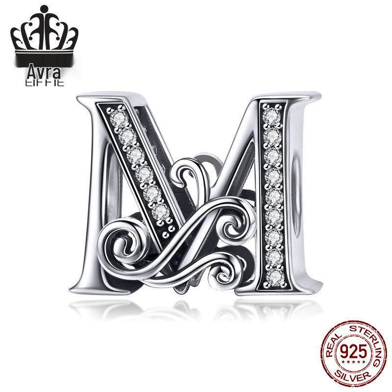 Avle 925 Sterling Silver English Letter Beaded Bracelet Beads