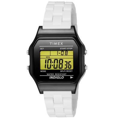 TIMEX Watch Classic Digital Tile Collection Classic Digital Tile Collection Black Dial Resin Quartz 36MM America Watch Unisex White