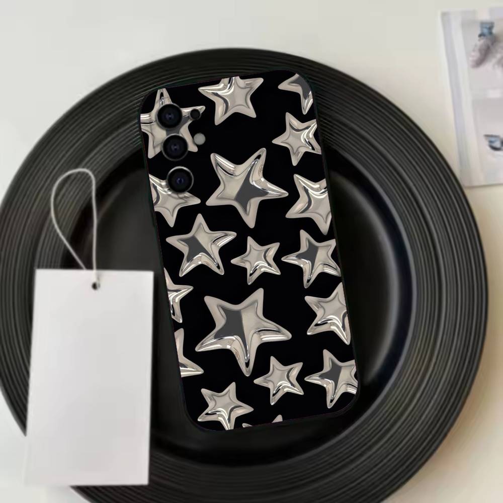Leopard Print C-Cherry Star  Phone Case Black Silicone Soft For Samsung S25,S24,S21,S22,S23,S30,Ultra,S20,Plus,Fe,Lite