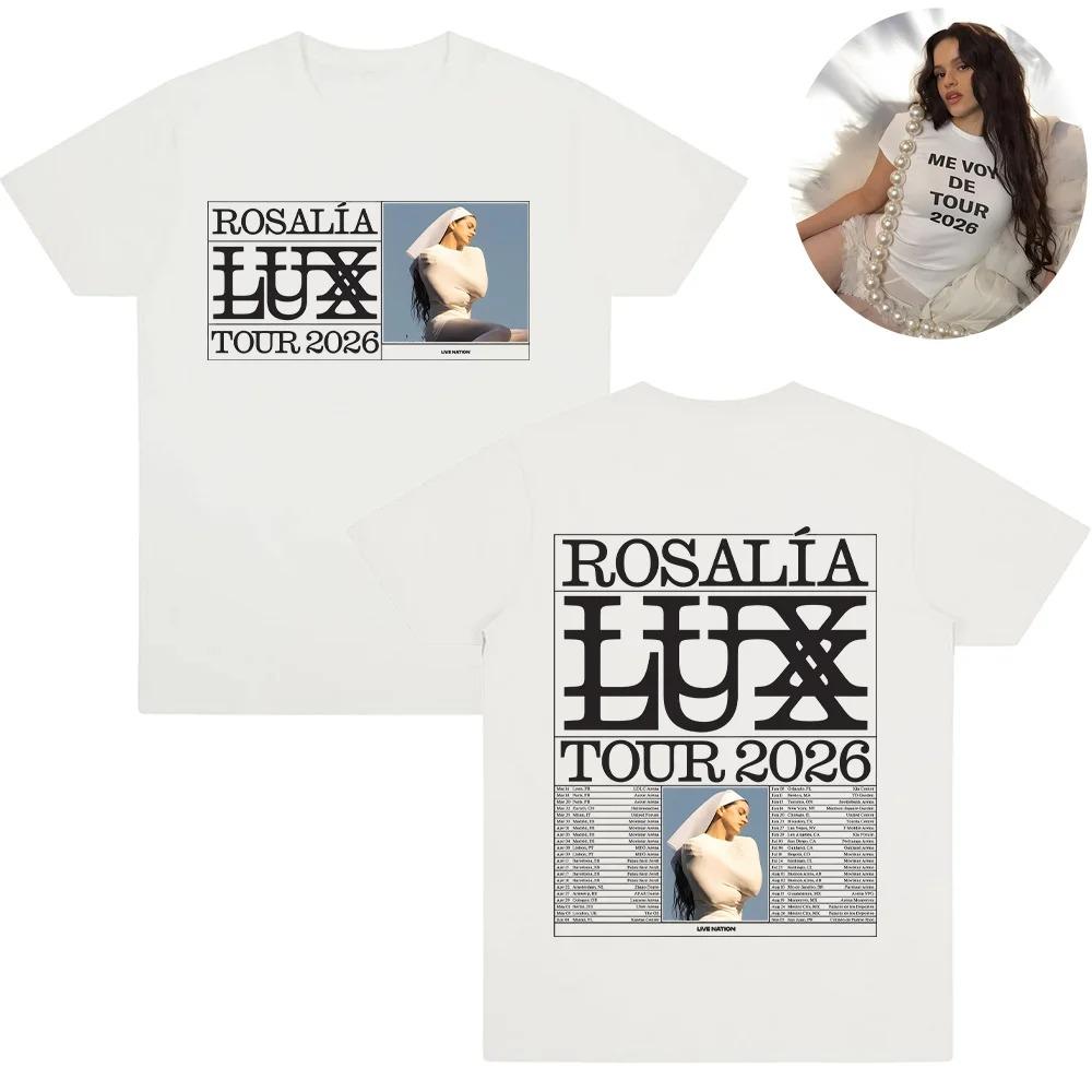 Rosalía LUX 2026 Tour Grafik T-Shirt Unisex Stilvoll Kurzarm 100% Baumwolle Hohe Qualität Lässig Rundhals Street Style T-Shirts