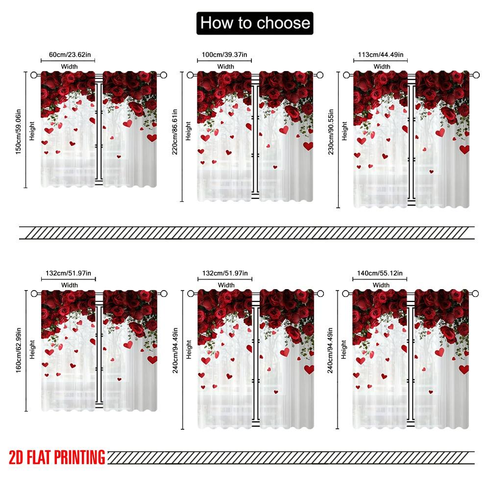 2pcs,2D plane printing Light Filtering Curtains Romantic Canopy 100% Polyester (without rod) Festive for Bedroom Living Room
