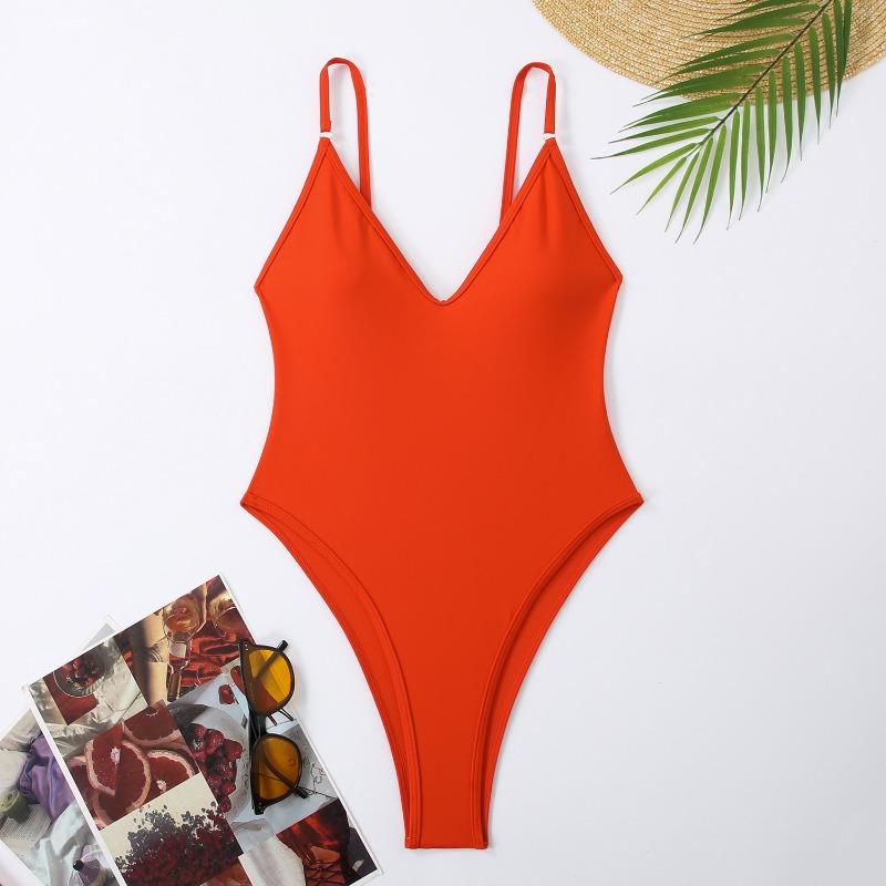 New sexy women's one-piece swimsuit solid color multi-color swimsuit