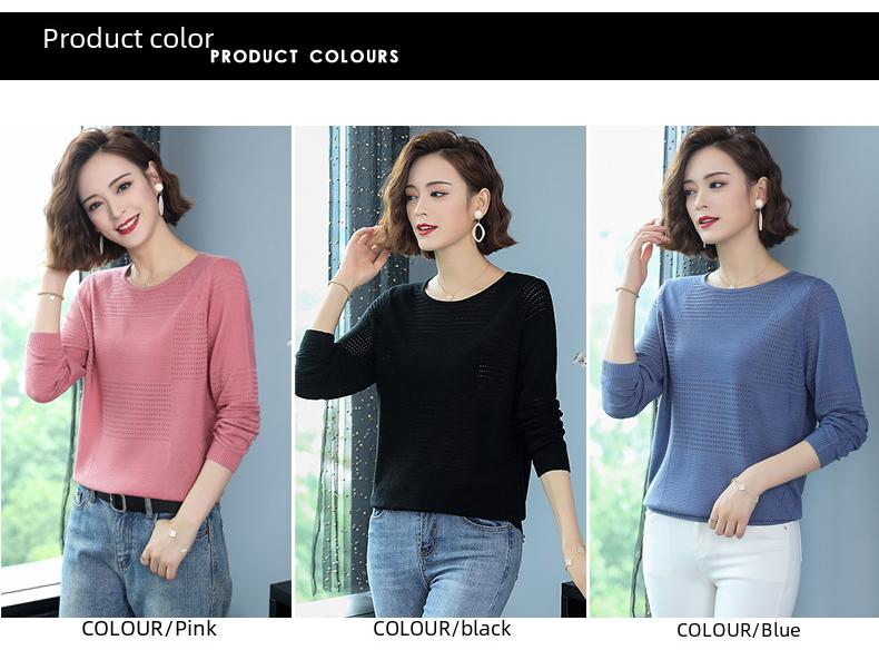 2024 Women's Lightweight Long-Sleeve Knitted Top - Perfect for Early Autumn