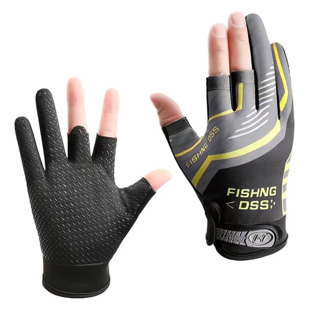 

1 пара защитных нескользящих перчаток для рыбалки с тремя пальцами, дышащие солнцезащитные перчатки Ice Silk серый
