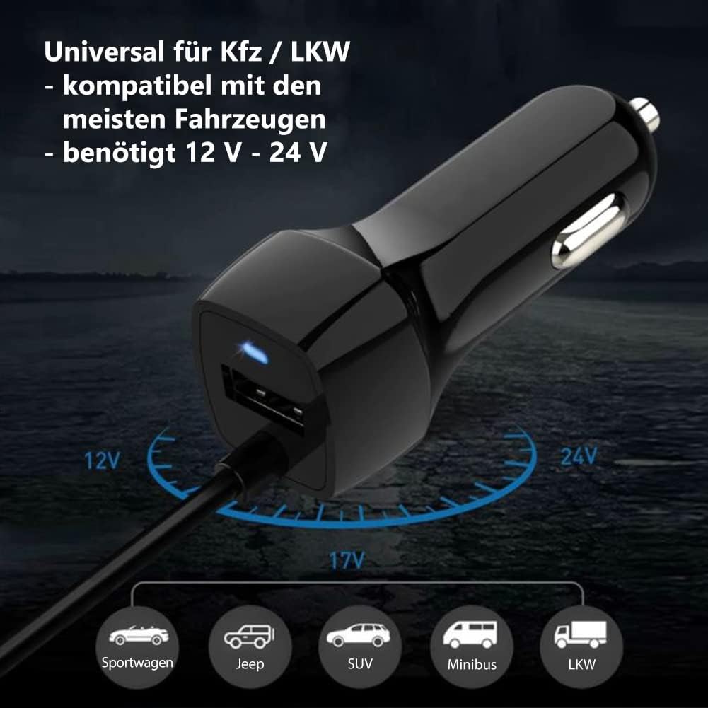 Câble de chargement de voiture compatible avec le chargeur USB Type C Gigabit Station GX6 Adaptateur 12 V-24 V Chargeur de données Adaptateur de charge double 3,1 A 15 W