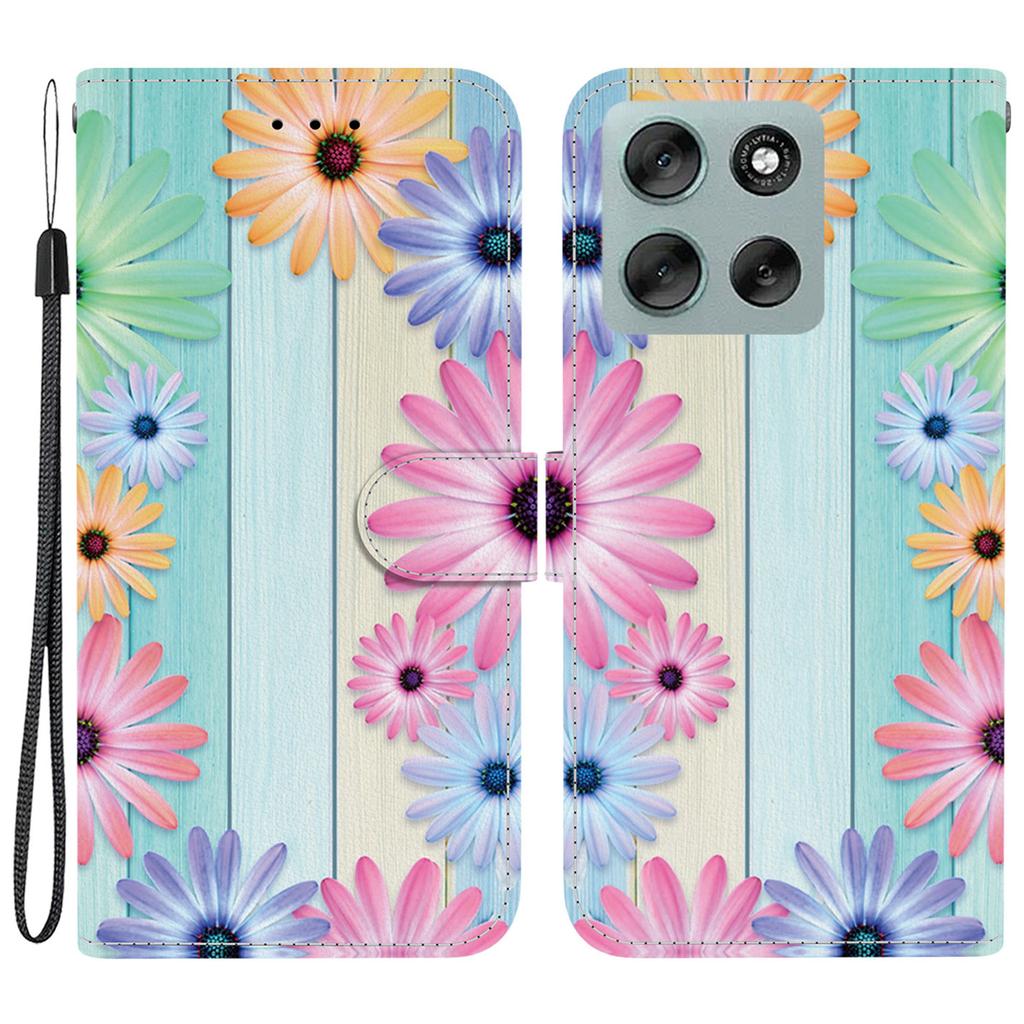 For Motorola Moto G56 5G Case Pattern Printing Anti-Drop Leather Flip Wallet Phone Cover with Lanyard