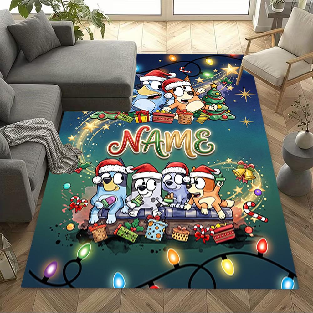 Christmas Pals Celebration Customized Name Floor Rug Office Rug Design for Game Room Balcony Entryway Outdoor Antislip Carpet Decorate Offices