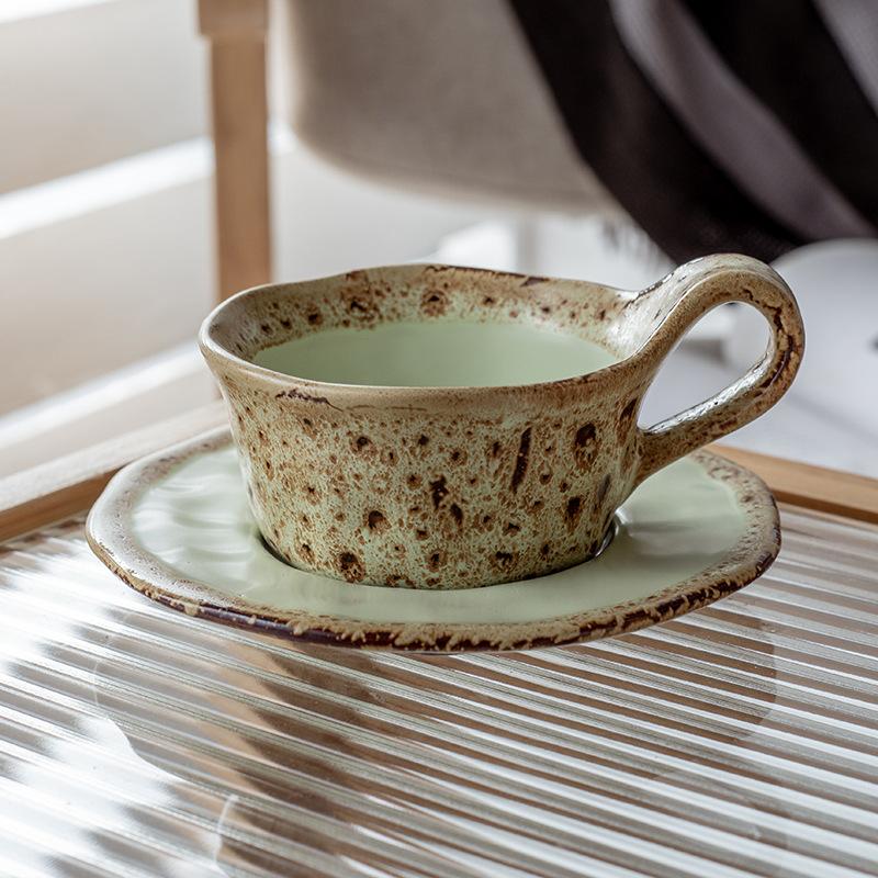 Maillard Coffee Cup Household Retro Kiln Change Cup Saucer Personalized Cafe British Design Cup Commercial French