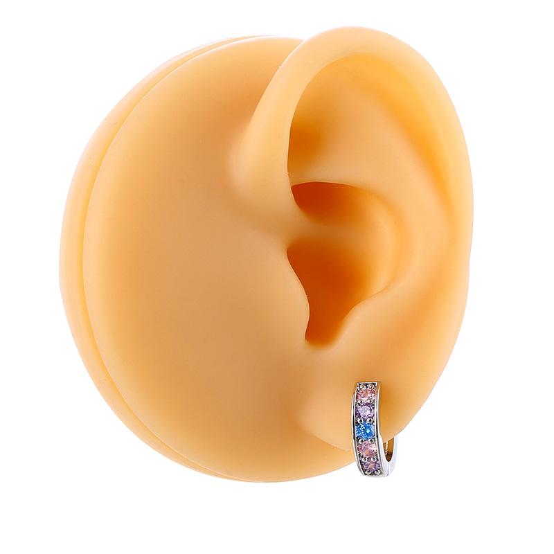 Shine Punk Stainless Steel Colorful Zircon Pendant Hoop Earrings For Women Girls Ear Jewelry Party Gifts