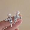 Mermaid'S Treasure Temperament Exquisite French Pearl Metal Fishtail Earrings Light Luxury High-End Niche Earrings