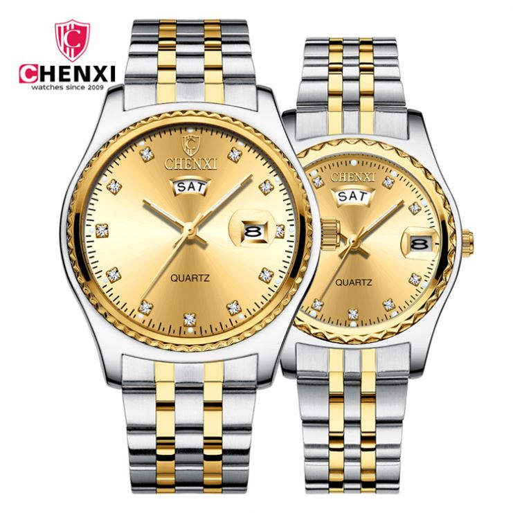 Chenxi 8204 New Style Fation Unisex Quartz Watch Best Power Steel Band Waterproof Date Display Simple Couple Reloj Watch