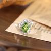 S925 Sterlingsilber Blattring für Damen Europäische Mode Natürlicher Peridot Kristall Schmuck Hoher Sinn Minimalistischer Finger Schmuck