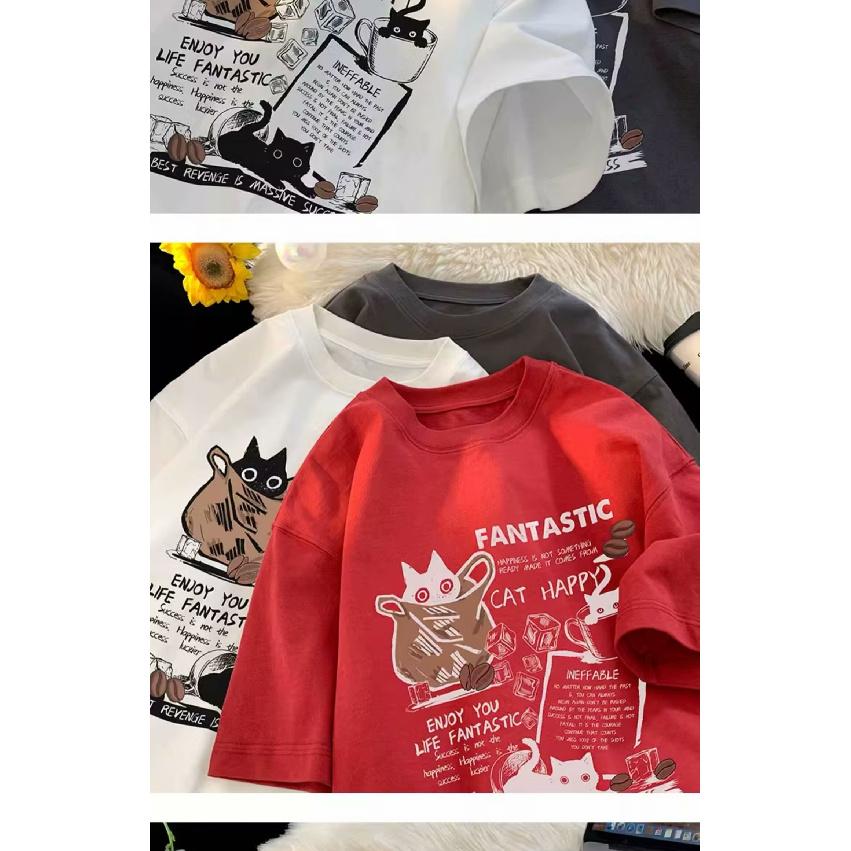 Short Sleeve T-shirt Men's Fashion Brand Summer Loose Half Sleeve 2024 New Internet Celebrity Fashion Ins Simple Printed Top