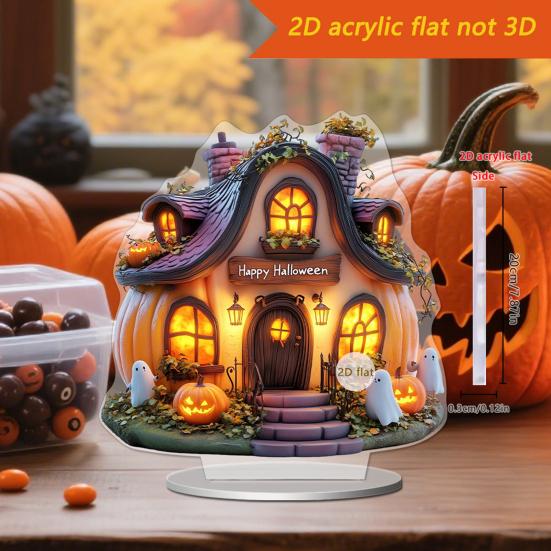 Halloweenské ozdoby 2D akrylová plochá strašidelná dekorace se svíčkou Strašidelná noční světelná ozdoba na stůl Domov Kancelář Kavárna