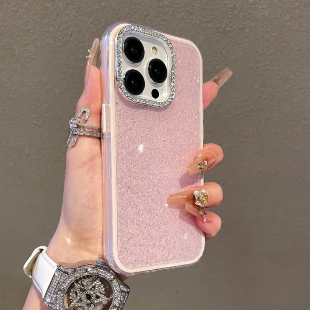 

Shiny Diamond Camera Glitter Glossy Bumper Case For iPhone 16 15 14 13 12 11 Pro Max Plus Shockproof Protective Cover For iPhone14 Pro