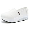 Women Platform Loafers Students Casual Black Leather Elevator Shoes Thick Sole Height Increase White Sneakers