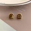 Maillard Caramel Brown Arc de Triomphe Enamel Earrings: Retro Drip Oil Round Hoop Earrings for Women
