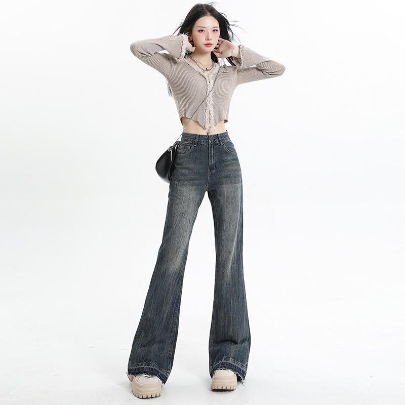 American Retro Women's Fleece-Lined Flare Pants, Autumn/Winter 2025 - Slimming, Loose, and Drapey.