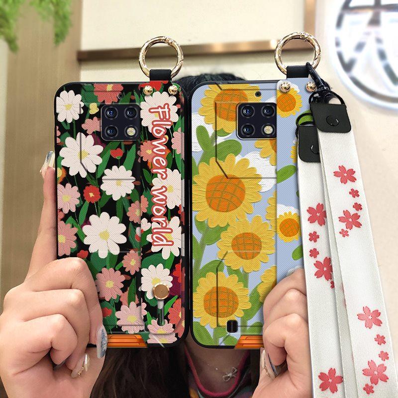 Phone Holder Wristband Phone Case For Oukitel WP6 Oil Painting Soft Case Fashion Design Protective Kickstand Anti-knock
