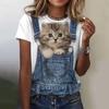 Women's T Shirt Animal Cat 3d Print Summer Tops Short Sleeve Tee Cute Girl Streetwear Female Oversized Clothing Pullover T-Shirts