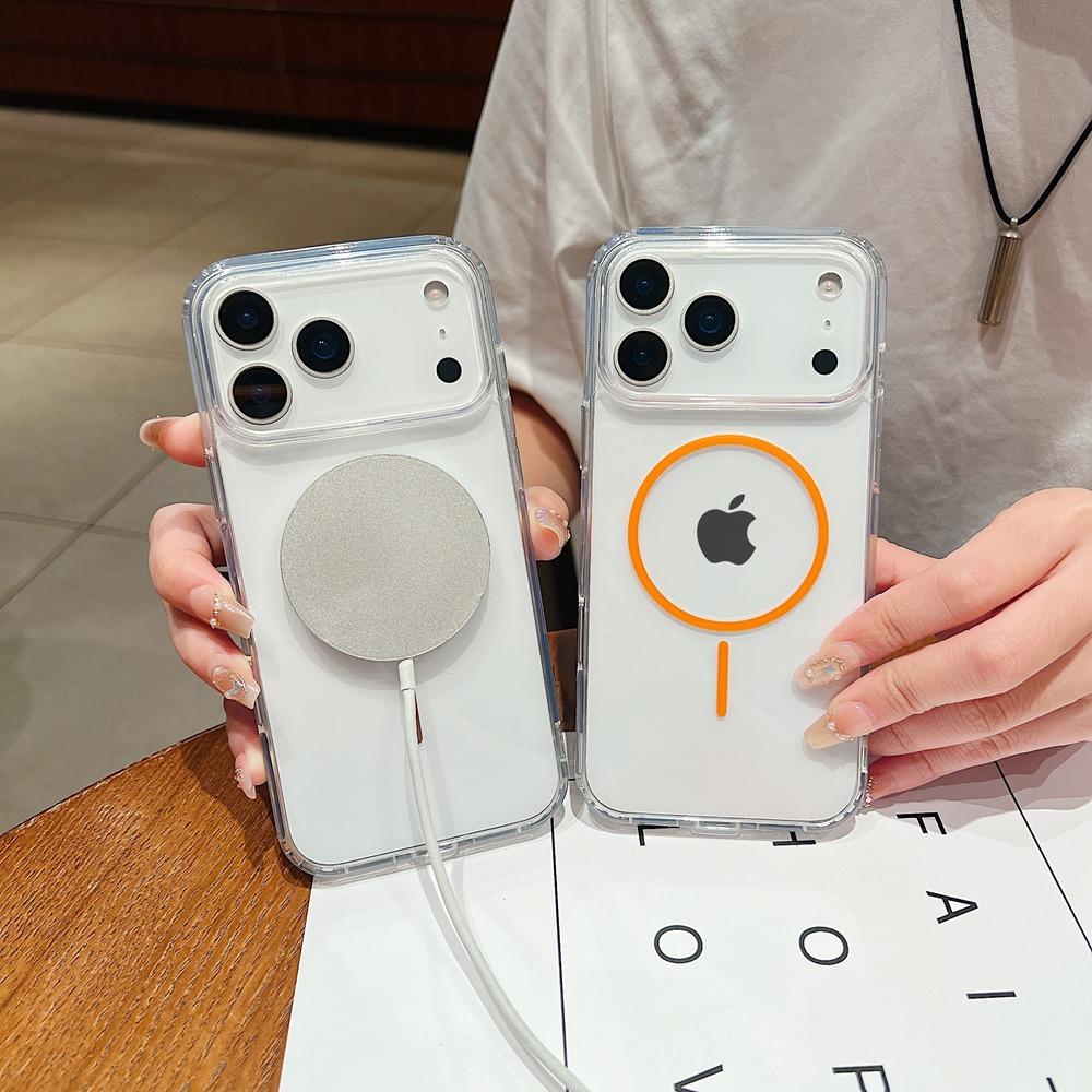 Luxury Slender Circle Magnetic Case for iPhone 17 Air 16 15 14 Plus 13 12 11 Pro X Xs Max Case for Magsafe Wireless Charge Cover