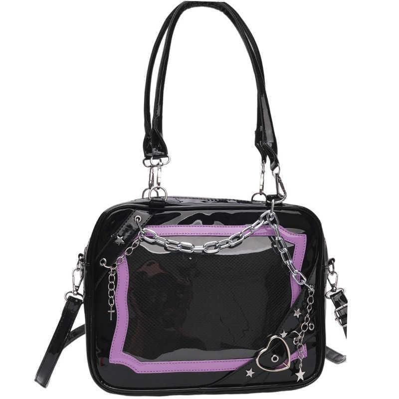 JIAERDI Sweet Cool Hot Girl Subculture Ita Bag Women Gothic Chain Crossbody Bag Ladies Large Capacity Black Shoulder Bags Y2K