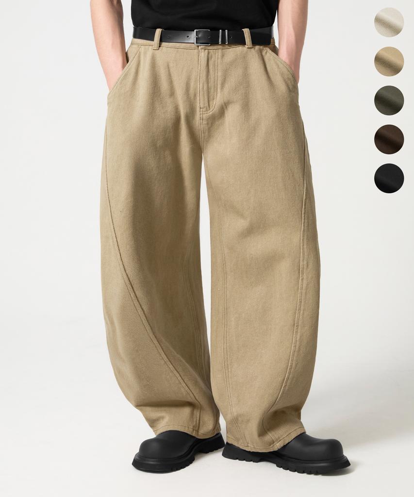 TRILLION [Special Feature] Curved Wide Cut Cotton Pants_5 Colors