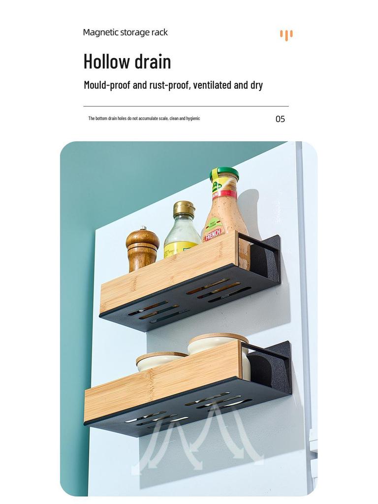 Magnetic Kitchen Storage Rack: Multi-Layer Shelf & No-Punch Cling Film Holder