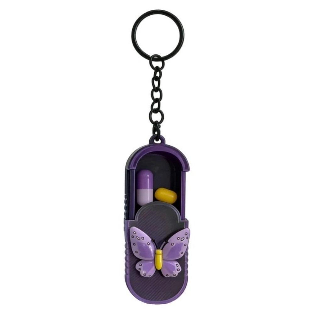 

Outdoor Medicine Holder Box Butterfly Pill Organizer Medicine Case Mini Storage Box Gym Bag фіолетовий