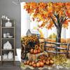 Fall Harvest Farm Pumpkin Sunflower Maple Shower Curtain, Bathroom Decorative Shower Curtain, Waterproof Shower Curtain with Hoo